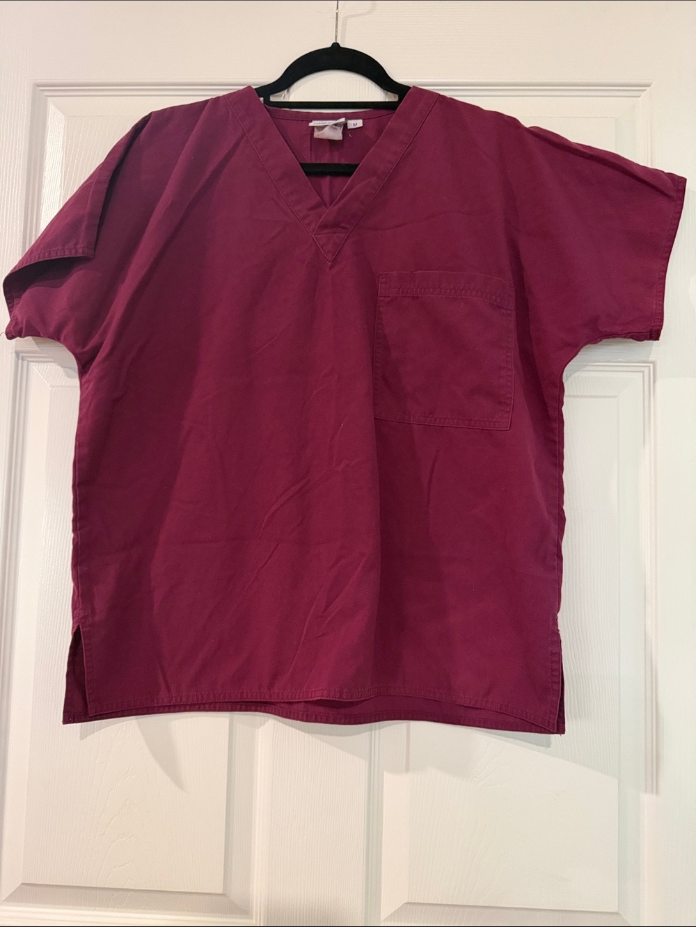 S.C.R.U.B.S. Unisex Medium V-Neck Scrub Top in Burgundy